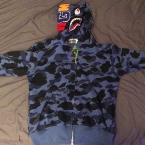 BAPE Color Camo Shark Full Zip Hoodie BLUE